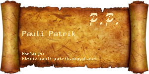 Pauli Patrik névjegykártya